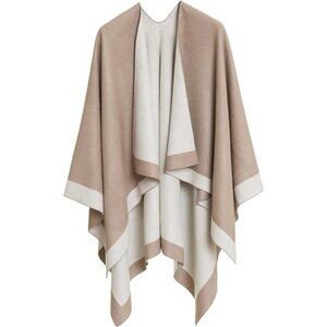 Women's Shawl Wrap Poncho for Cape Ruana for Travel‎ Plane Blanket Reversible